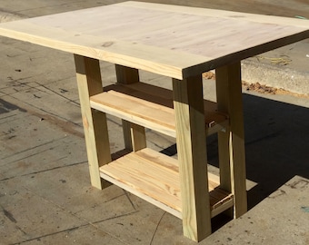 DIY Small Kitchen Island with Storage and Matching Bench