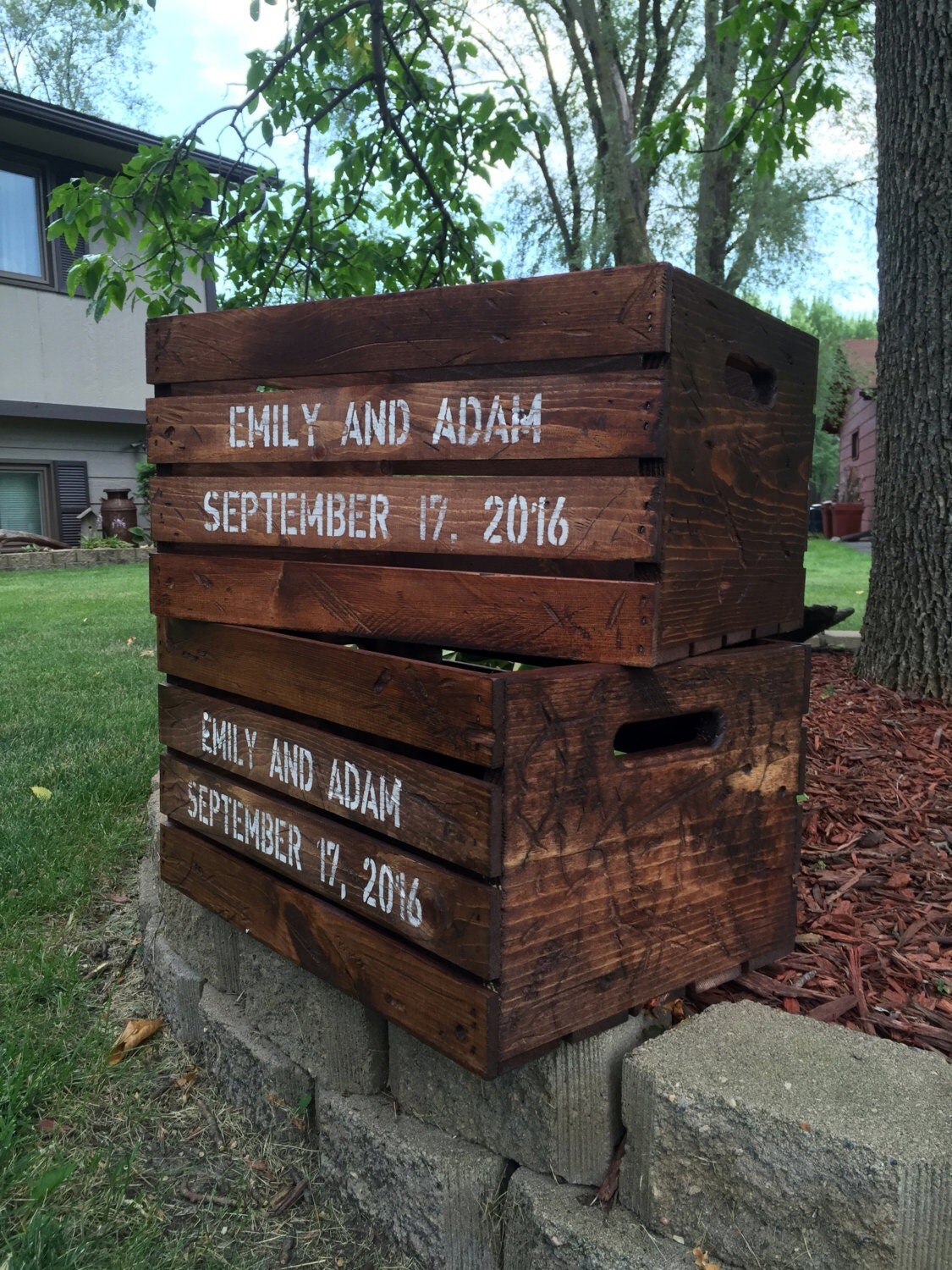 Rustic Wedding Date Crate Personalized Wood Crate Wedding