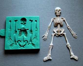 Silicone Mould / Skeleton HALLOWEEN by DOMOZETOV ART / Sugarcraft Cake Decorating Fondant / fimo mold