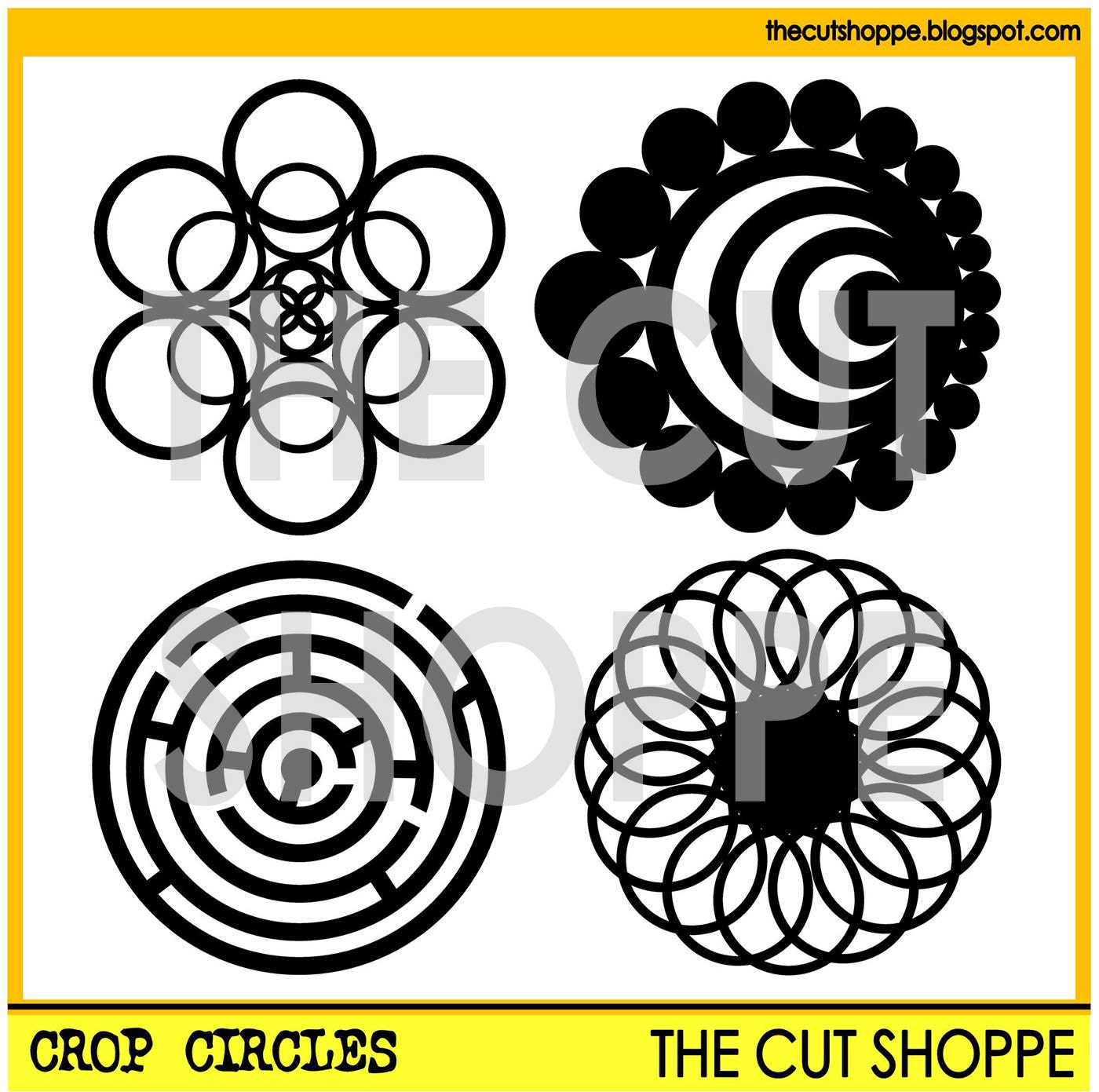 The Crop Circles cut file includes 4 circle designs that can