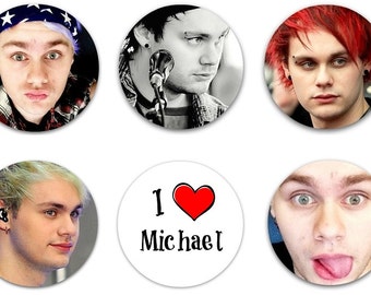 Set of 6 Michael Clifford 1.25" Pinback Buttons, Flat Backs or Magnets 5SOS 5 Seconds Of Summer