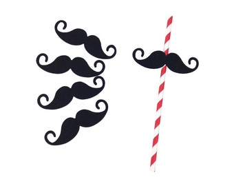 Mustache Paper Straw Flags 25pcs PSF250001