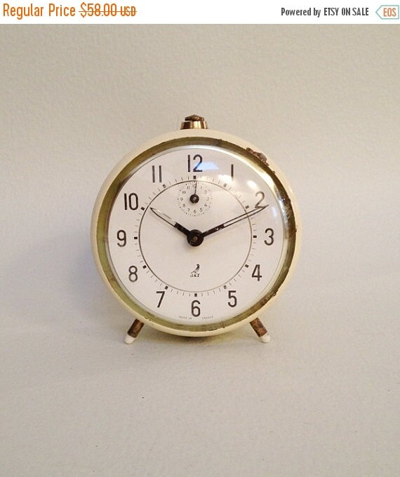 10 OFF French Vintage JAZ Mechanical Alarm Clock 50's