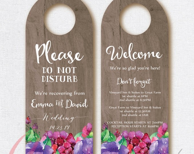 Wedding Door hanger. Printable Wedding Door Hanger. Rustic door hanger. Wedding Itinerary