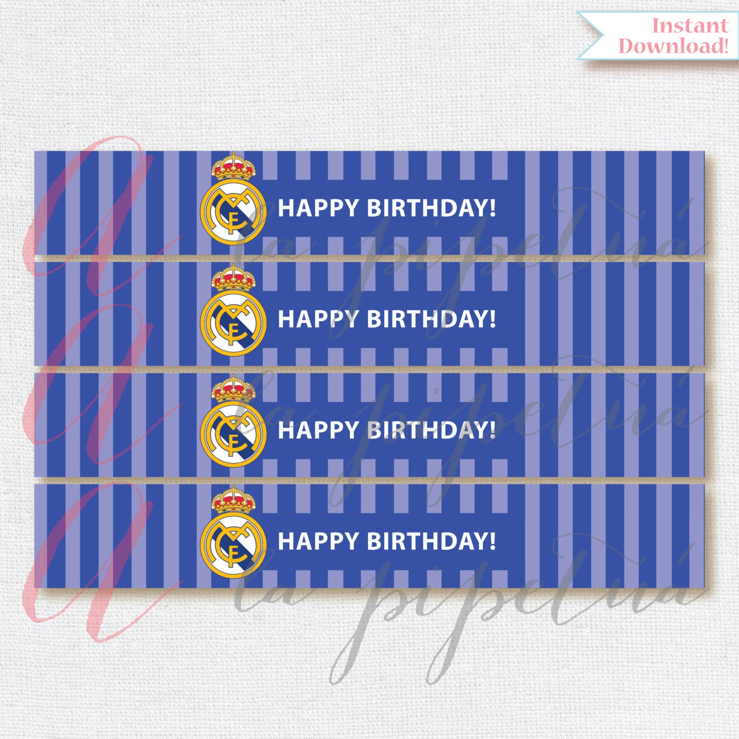 Real Madrid bottle labels. Real Madrid printables. Soccer