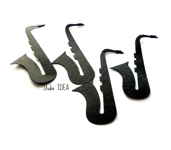 Items similar to Black Saxophone Cut outs, Embellishments 2", 3", 4