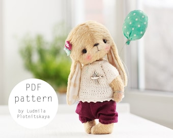 Artist Cute Teddy Bunny pattern, teddy bear bunny, teddy pattern, teddy bear pattern, bunny teddy, soft toy pattern, 4.6 inches