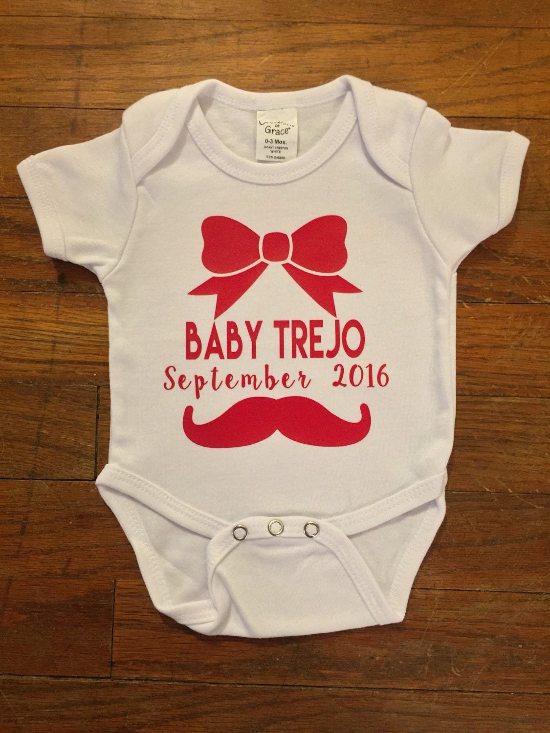 Baby/gender reveal onesie choose your colors and gender