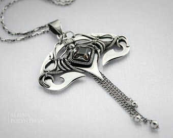 Haze - Neusilber pendant, gemstone pendant, Russian Charm, wire wrap pendant