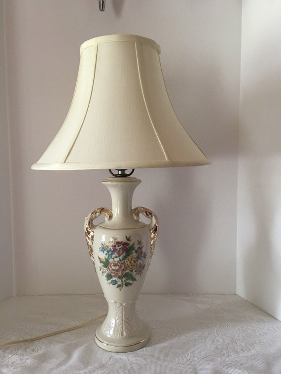 Vintage Urn Style Lamp Electric Table Lamp Gold Accents