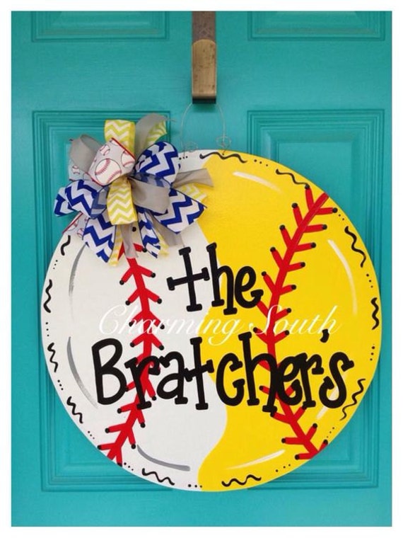 Wooden Softball/Baseball Door Hanger