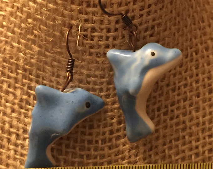 Blue dolphin earrings