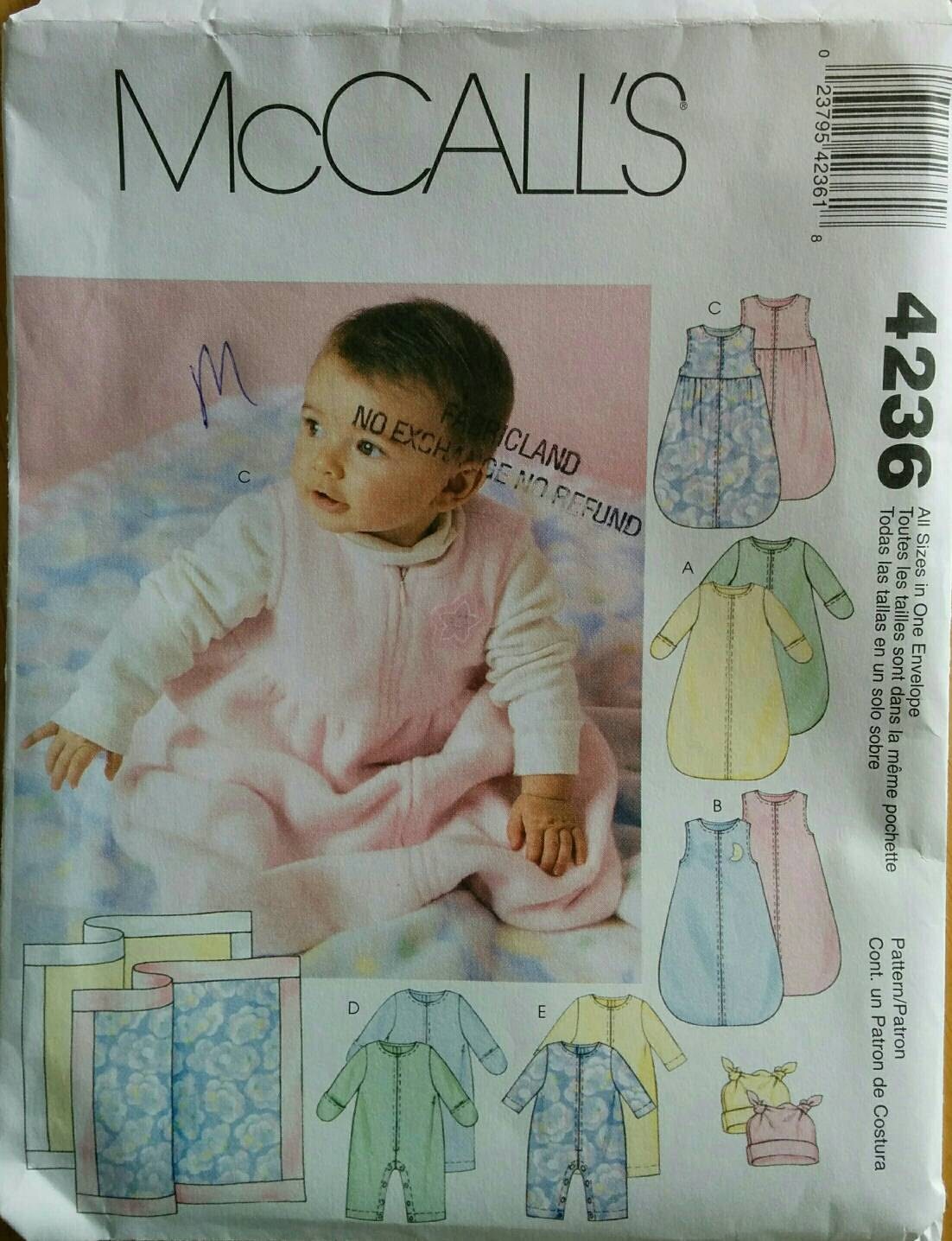 Infants BuntingsSleep Sack Jumpsuit Hat and Blanket Pattern