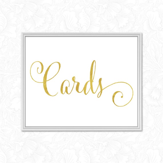 Gold Wedding Cards Sign Printable Wedding Signs INSTANT