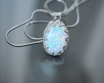 Bride white opal necklace. Wedding Necklace. Big White Opal. Bridal opal. White Jewelry. Fire Opal Jewelry. Sterling silver. White Opal ring