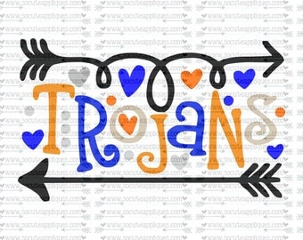 SVG, DXF, EPS Cut file, Trojans fun arrows svg, socuteappliques, SvG Sayings, football svg, football sister svg, football mom svg