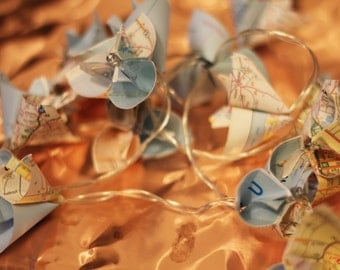 Vintage Map Fairy Lights