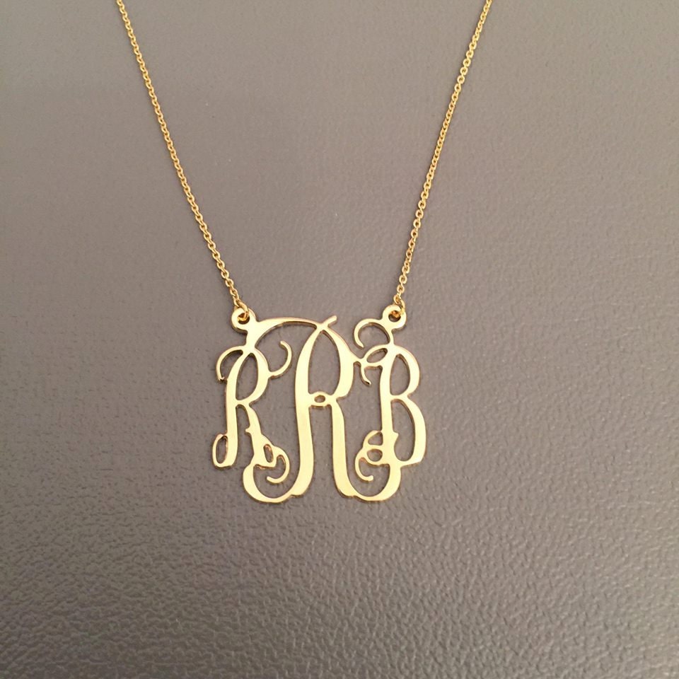 Monogrammed gifts Monogram necklace gold monogram necklace