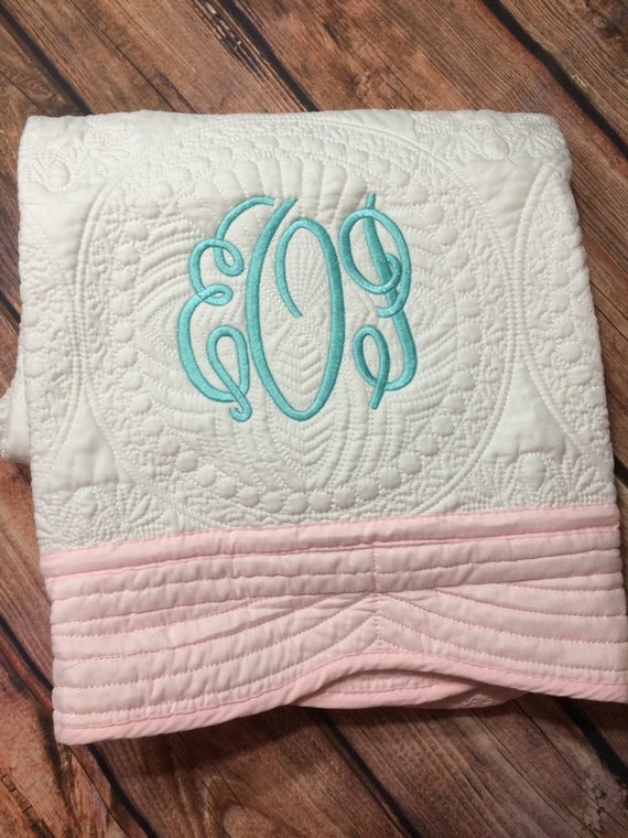 Quilted Baby Blanket Monogrammed Baby Quilt by SterlingImageInc