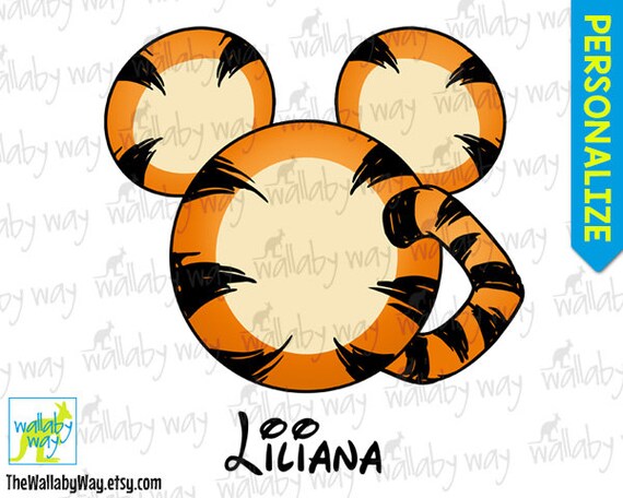 TIGGER Mickey Head Ears Printable Iron On Transfer or Use as