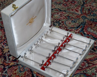 Vintage French 9 Grams Silver Plate 12 Knife Rests in Orginal Box by S.F.A.M
