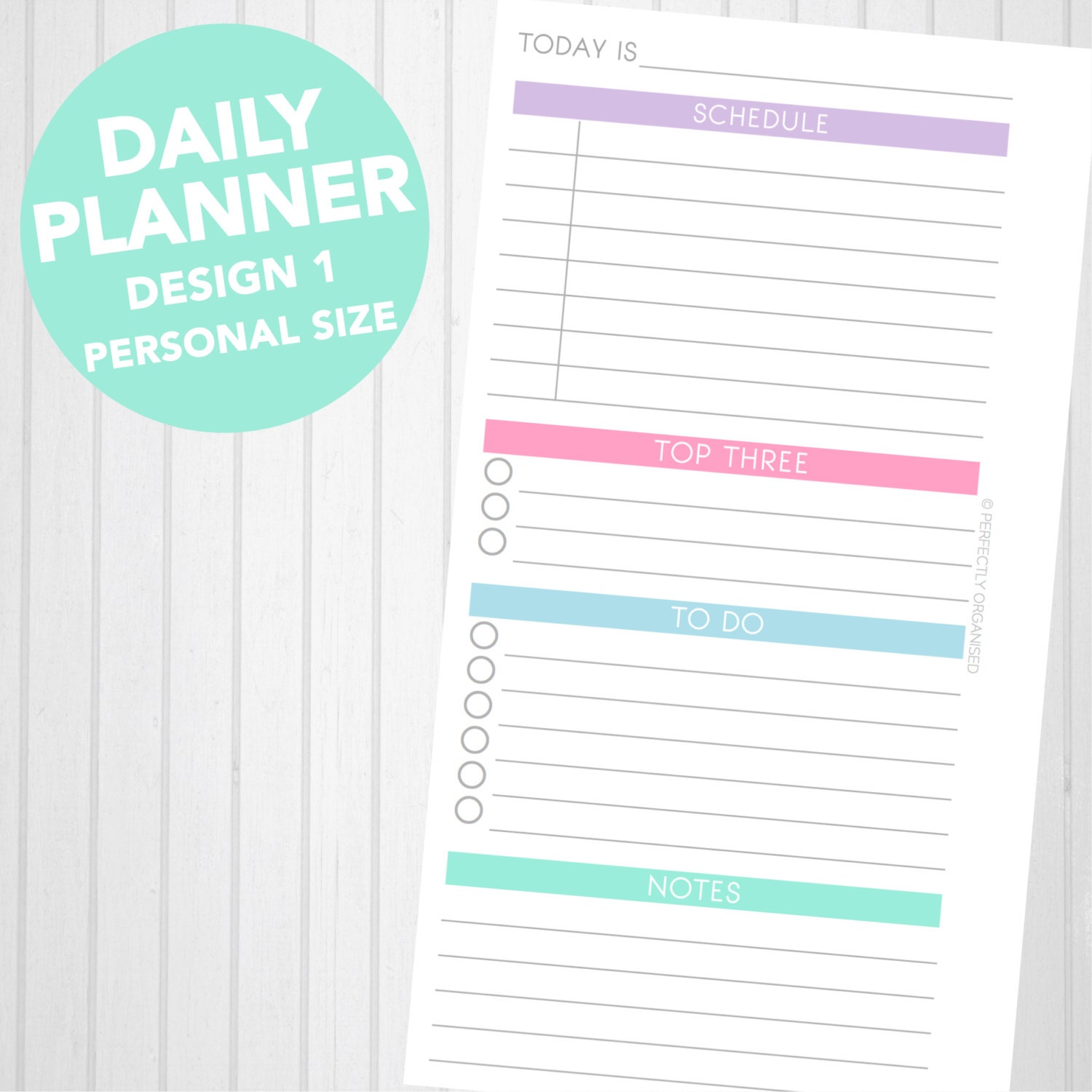 PERSONAL Size Daily Planner Printable by PerfectlyOrganised