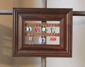 Hanging Earring Organizer | Jewelry Organizer Frame | Wood Jewelry Organizer | Hanging Earring Holder | Jewelry Earring Display Frame