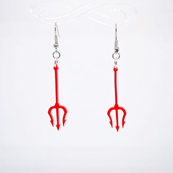 Items similar to Halloween Devil Pitchfork French Hook Earrings, Satan ...