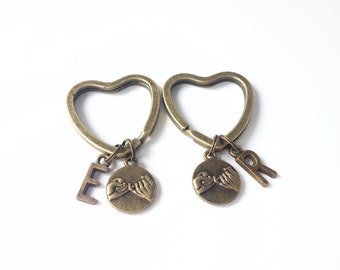 best friend keychain,pinky promise keychain,personalized keyring,personalised keyring,couples keychain set,boyfriend girlfriend,husband wife