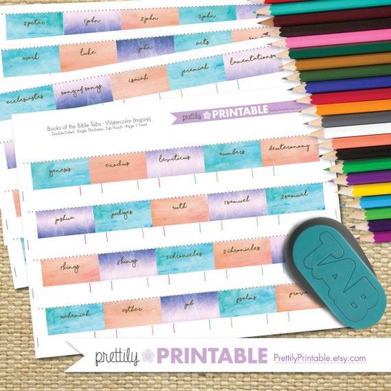 Printable Books of the Bible Tabs Inspire Watercolor for