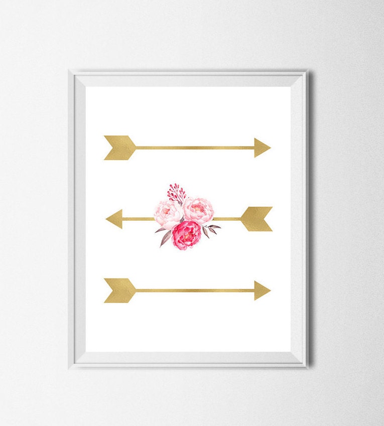 Arrows Printable Wall Decor Pink Gold Nursery Print Arrows