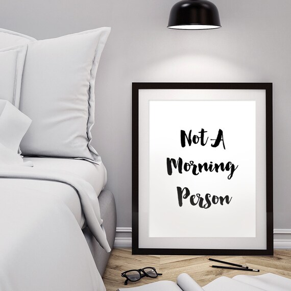 Items similar to Modern Wall Decals, Bedroom Prints, Bedroom Decals "Not a Morning Person" Print