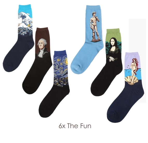 mona lisa damaged Gogh Starry Van Lisa Mona Night Art Scream Munch's Socks Drese