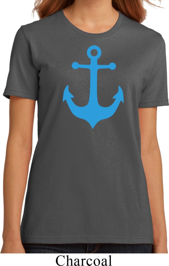 Ladies Sailing Shirt Blue Anchor Cruise Organic Tee T-Shirt