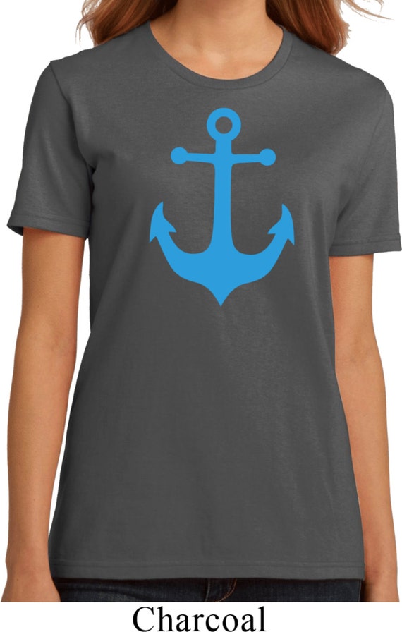 Ladies Sailing Shirt Blue Anchor Cruise Organic Tee TShirt