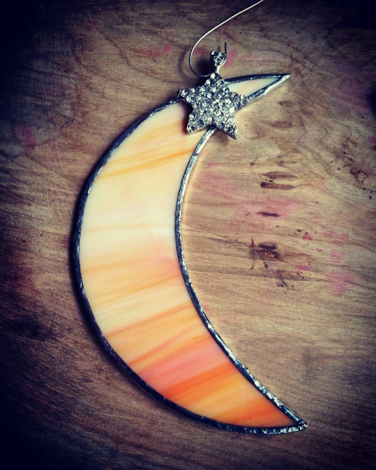 Unique stained glass moon with recycled by MOORLANDGODDESS on Etsy