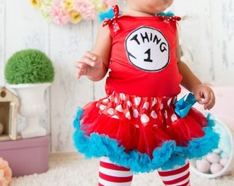 baby thing 1 or thing 2 pettiskirt set with matching headband halloween costume size 3 - Thing 1 Thing 2 Halloween Costume baby thing 1 or thing 2 pettiskirt set with matching headband halloween costume size 3 - Thing 1 Thing 2 Halloween Costume