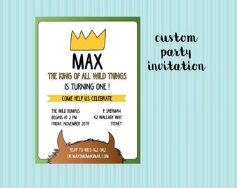 Where the Wild Things Are Invitation, Wild things birthday, Birthday Party Digital Invite, Wild Things Invite, Wild Things inspired Birthday