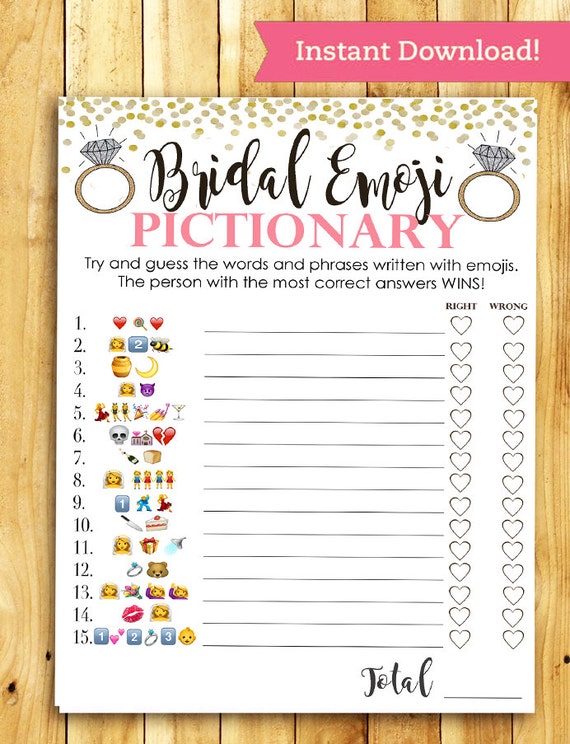 Bridal Shower Emoji Game Printable - Printable Templates