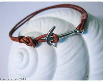Leather Anchor bracelet. Leather bracelet. Anchor jewelry. Women's leather bracelet. Nautical bracelet. Nautical gift. Gift for sailor. ETSY