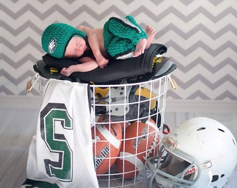 Football Team ,Baby Boy-Girl -Philadelphia Eagles football Helmet crochet baby shower gift , PHILADELPHIA EAGLES Baby Ha
