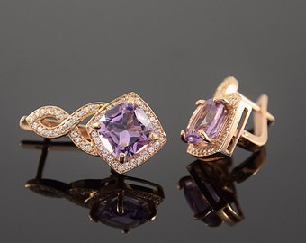Amethyst earrings, Antique earrings, Victorian earrings, Geometric earrings, Art deco earrings, Modern earrings, Unique earrings