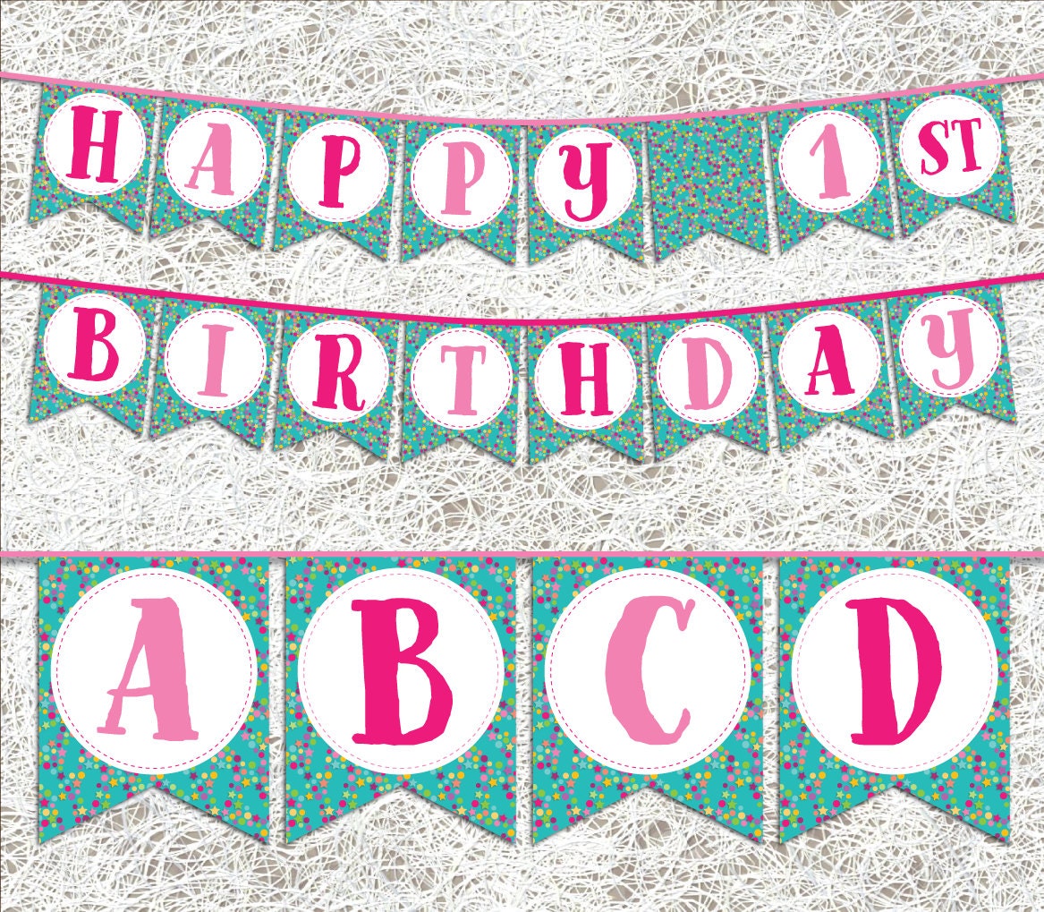 Party Confetti Banner PRINTABLE Party Supplies Happy by ellums