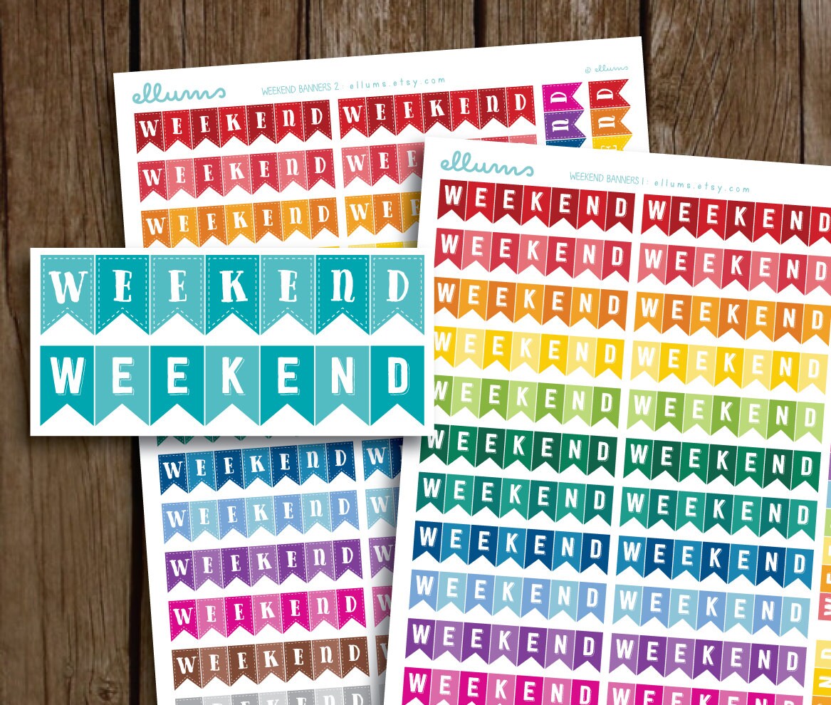 Weekend Banner Planner Stickers PRINTABLE Instant Download