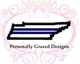 Instant Download Tennessee State Police Applique Thin Blue Line Embroidery Design 4 Sizes 4x4, 5x7, 6x10 Digital, Support Blue, Life Matters