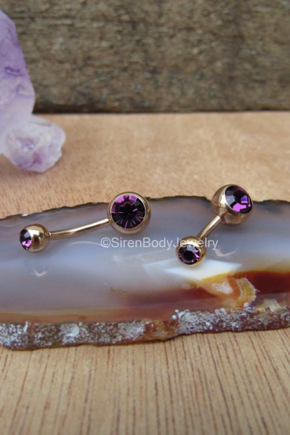 Rose gold belly button rings VCH jewelry navel by SirenBodyJewelry