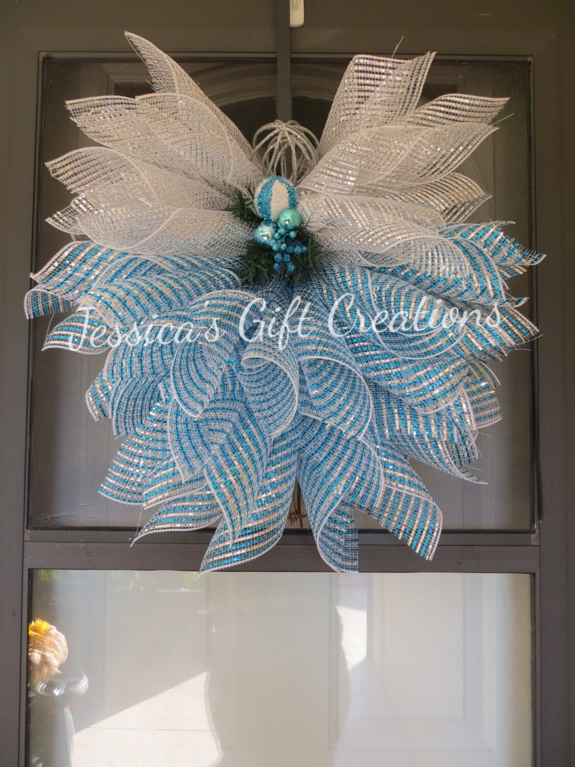 Beautiful Christmas Deco Mesh Angel/Blue and by JessicasGCreations