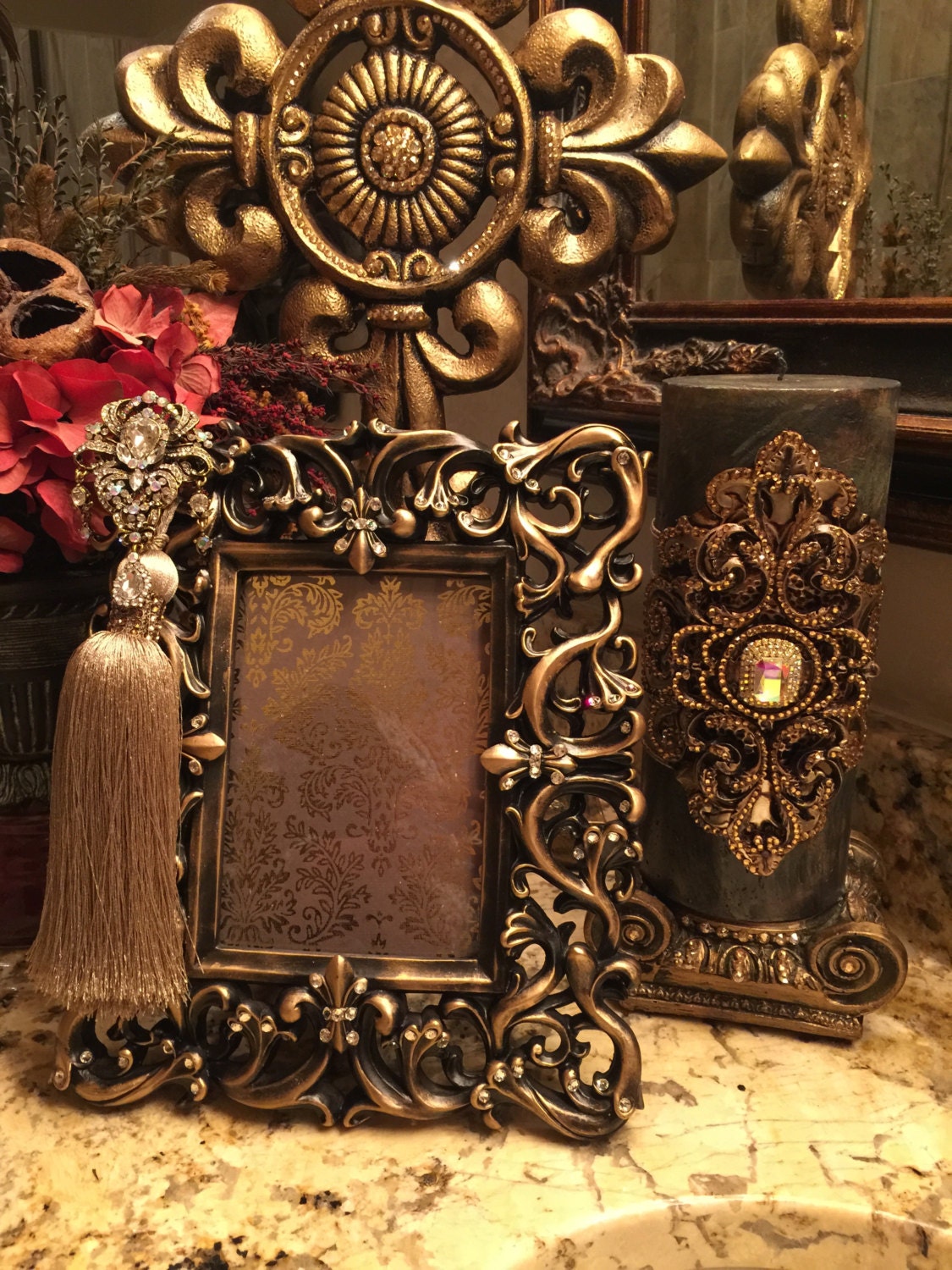 5 x 7 Decorative Embellished GOLD frame with Bling