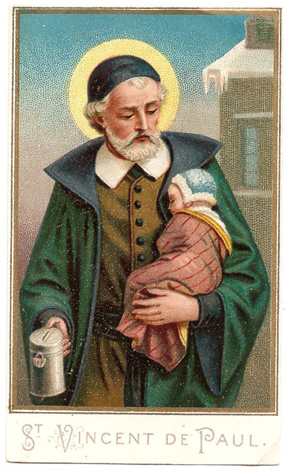 St. Vincent de Paul Antique Vintage French Holy Prayer Card