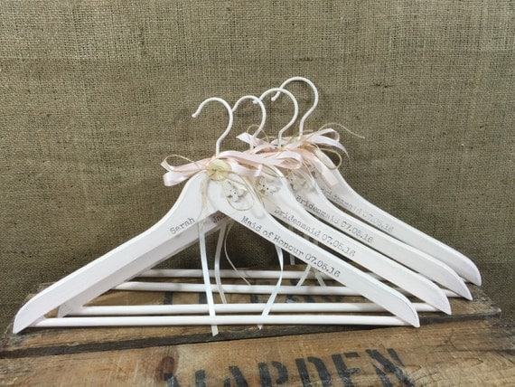 BUY 9 get 1 FREE - 10 Custom Printed Personalised Wedding Hangers - Custom Painted Decorative Bridesmaids Hangers - Set of Bridal Hangers